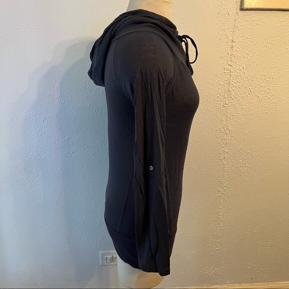 Neon Soul Blue/Grey Hooded Long Sleeve Tee Shirt with Roll Sleeves XS - Picture 2 of 9